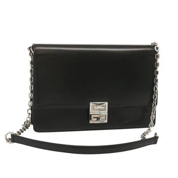 GIVENCHY Chain Shoulder Bag Leather Black Auth am5976
