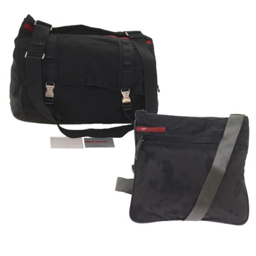 PRADA Shoulder Bag Nylon 2Set Black Auth ar10739