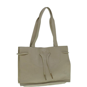 GUCCI Tote Bag Leather Beige Auth ar11129