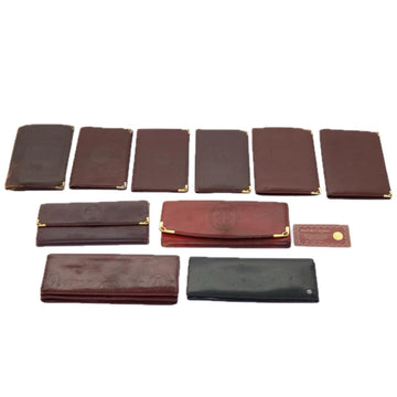 CARTIER Wallet Leather 10set Wine Red Black Auth ar11260