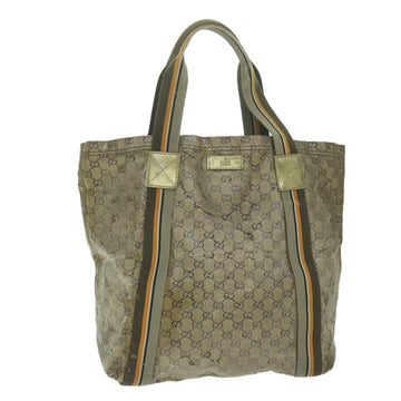 GUCCI GG Crystal Canvas Sherry Line Tote Bag Coated Canvas Gold Auth ar11313