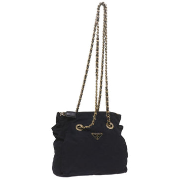 PRADA Quilted Chain Shoulder Bag Nylon Navy Auth ar11409