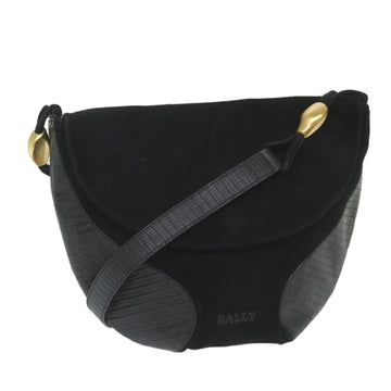 BALLY Shoulder Bag Suede Black Auth bs10093