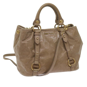 MIU MIU Hand Bag Leather 2way Brown Auth bs10362