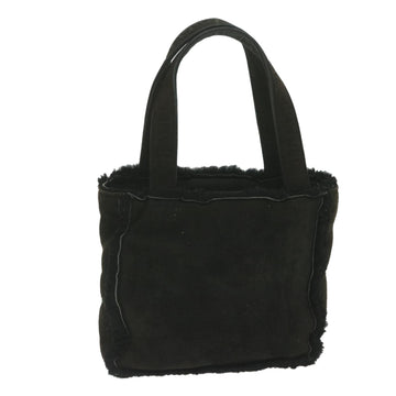 CHANEL Hand Bag Fur Black CC Auth bs10437