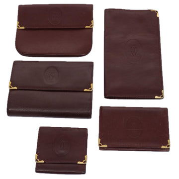 CARTIER Wallet Leather 5Set Wine Red Auth bs10456
