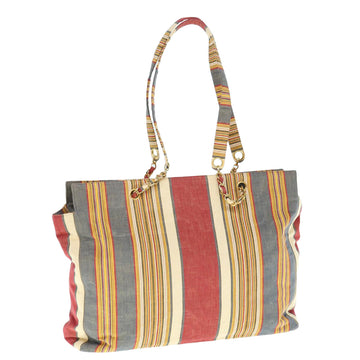CHANEL Chain Shoulder Bag Canvas Multicolor CC Auth bs10574