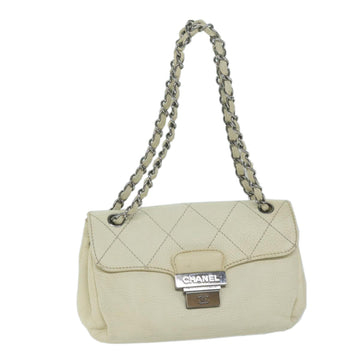 CHANEL Chain Shoulder Bag Leather White CC Auth bs10926