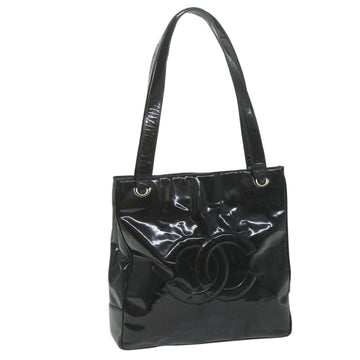 CHANEL Shoulder Bag Patent leather Black CC Auth bs10927