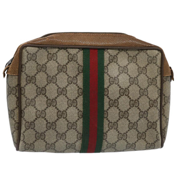 GUCCI GG Supreme Web Sherry Line Clutch Bag Beige Red 89 01 012 Auth bs10937