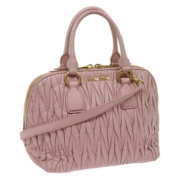 MIU MIU Materasse Hand Bag Leather 2way Pink Auth bs10955