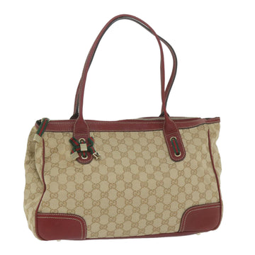 GUCCI Web Sherry Line GG Canvas Shoulder Bag Beige Red Green 177052 Auth bs10956