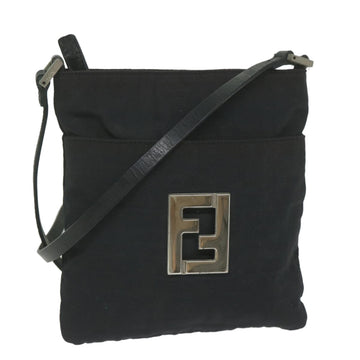 FENDI Zucca Canvas Shoulder Bag Black Auth bs10962