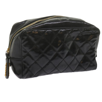 CHANEL Clutch Bag Patent leather Black CC Auth bs11009