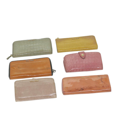 MIU MIU Wallet Leather 6Set Pink Yellow gray Auth bs11210