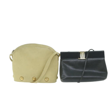SALVATORE FERRAGAMO Shoulder Bag Leather 2Set Green Beige Auth bs11482