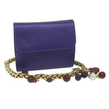 LOEWE Chain Shoulder Bag Leather Purple Auth bs11521