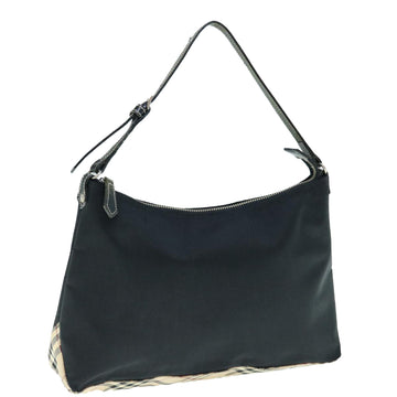 BURBERRY Nova Check Blue Label Shoulder Bag Nylon Black Beige Auth bs11547