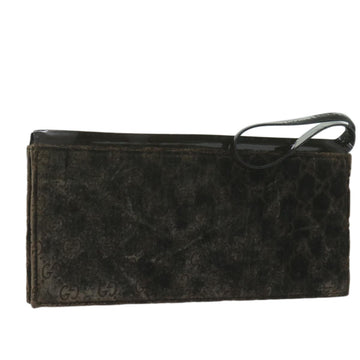 GUCCI Clutch Bag Velor Brown Auth bs11668