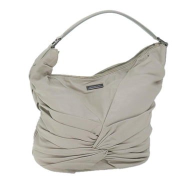 BURBERRY Shoulder Bag Leather Beige Auth bs11678