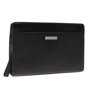 BURBERRY Clutch Bag Leather Black Auth bs11817