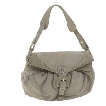 LOEWE Shoulder Bag Suede Gray Auth bs11863
