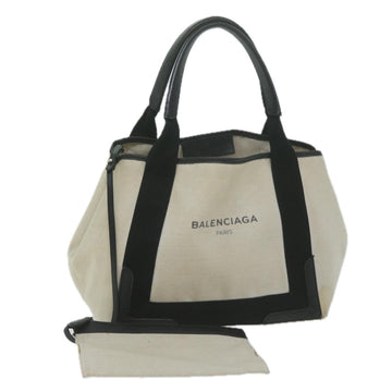 BALENCIAGA Tote Bag Canvas White Black 339933 Auth bs11907