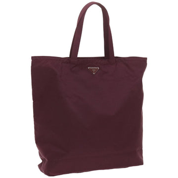 PRADA Hand Bag Nylon Wine Red Purple Auth bs11987