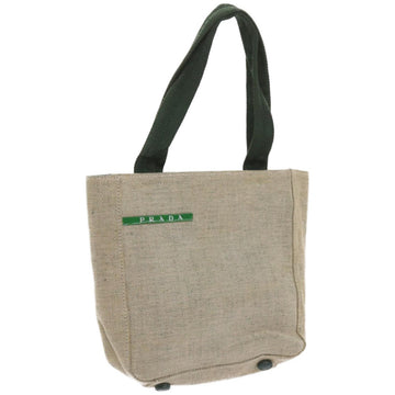 PRADA Sports Hand Bag Canvas Green Beige Auth bs12012