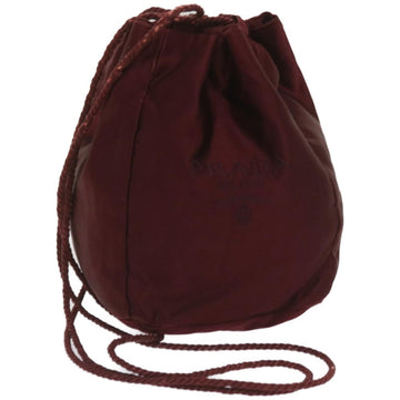 PRADA Shoulder Bag Satin Wine Red Auth bs12014