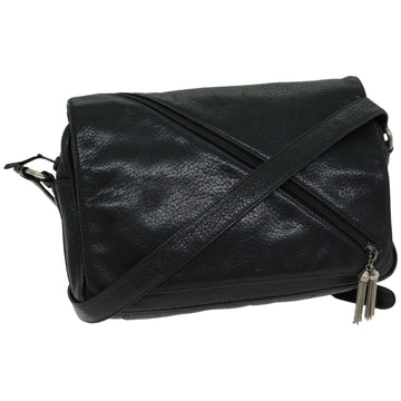 GIANNI VERSACE Shoulder Bag Leather Black Auth bs12043