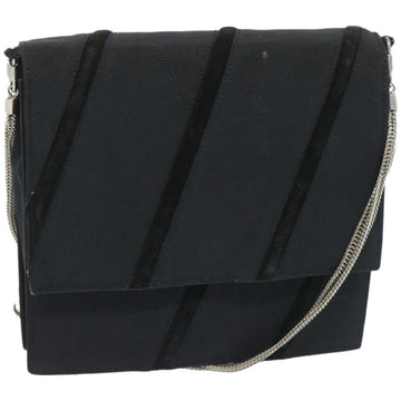 GIANNI VERSACE Shoulder Bag Canvas Black Auth bs12044