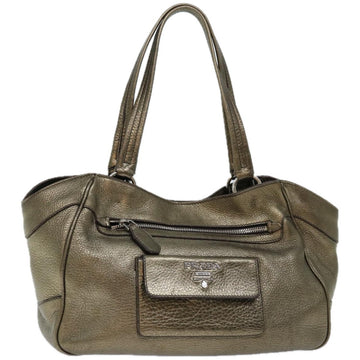 PRADA Shoulder Bag Leather Gold Tone Auth bs12202
