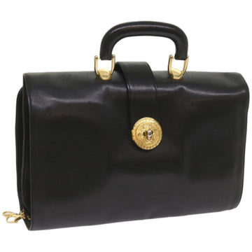 GIANNI VERSACE Hand Bag Leather Black Auth bs12268