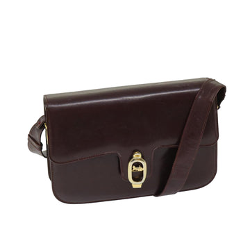 CELINE Shoulder Bag Leather Red Auth bs12455