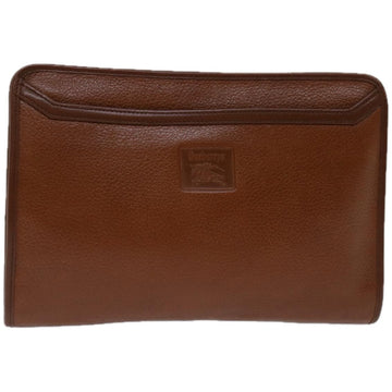 BURBERRYSs Clutch Bag Leather Brown Auth bs12490
