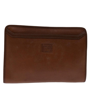 BURBERRYSs Clutch Bag Leather Brown Auth bs12585