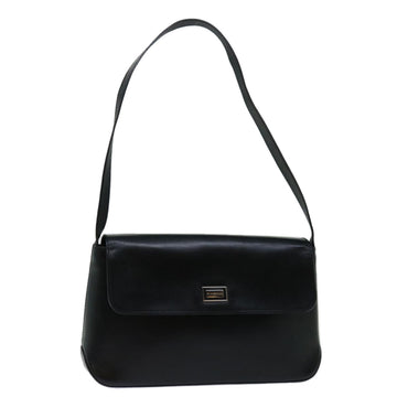 BURBERRY Shoulder Bag Leather Black Auth bs12606