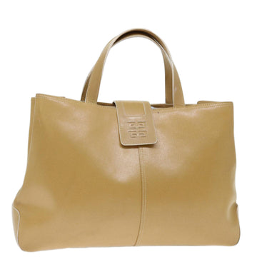 GIVENCHY Hand Bag Leather Beige Auth bs12860