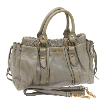 MIU MIU Hand Bag Leather 2way Gray Auth bs12870