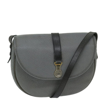 CHRISTIAN DIOR Shoulder Bag Leather Gray Auth bs12882