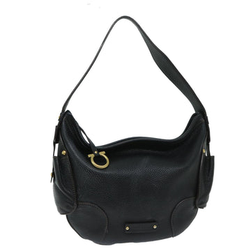 SALVATORE FERRAGAMO Shoulder Bag Leather Black Auth bs12902
