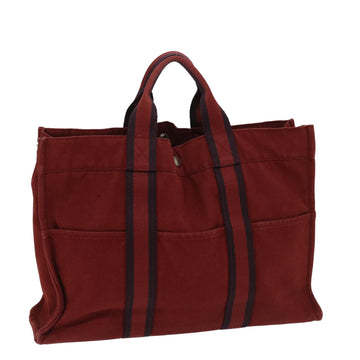 HERMES Fourre Tout MM Hand Bag Canvas Red Auth bs12912