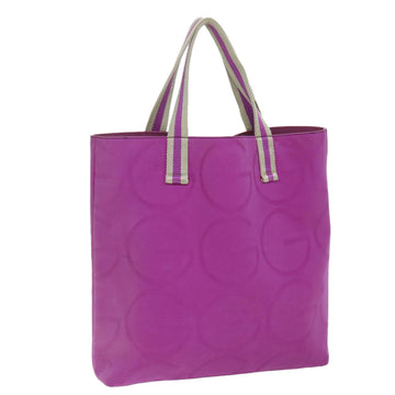 GUCCI Sherry Line Tote Bag Canvas White Purple 123439 Auth bs12951