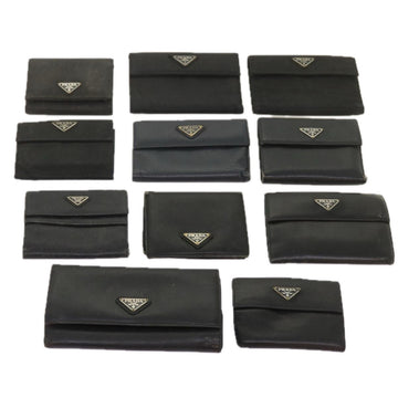 PRADA Wallet Leather nylon 11 pieces Black Auth bs12980