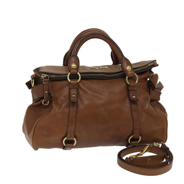 MIU MIU Hand Bag Leather 2way Brown Auth bs13600