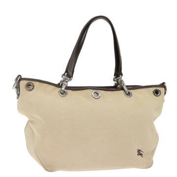 BURBERRY Blue Label Hand Bag Canvas Beige Auth bs13611