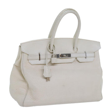 HERMES Birkin 35 Hand Bag Leather White Auth bs13628