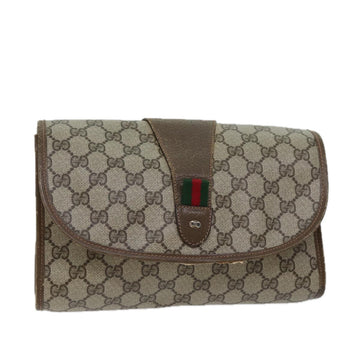GUCCI GG Canvas Web Sherry Line Clutch Bag PVC Beige Green Red Auth bs13629