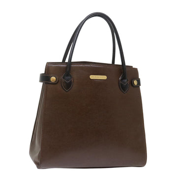 BURBERRY Hand Bag Leather Brown Auth bs13652